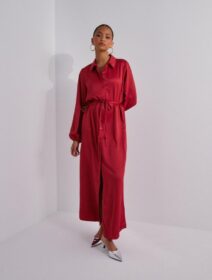 Vero Moda Kauluspaitamekot – Scarlet Sage – Vmmerle L/S Ancle Shirt Dress Wvn E – Mekot