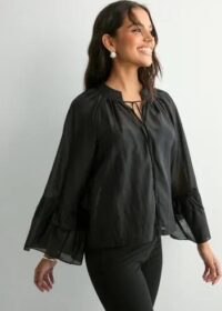 Vero Moda Musta – Vmjenna 7/8 Frill Top Wvn Ga