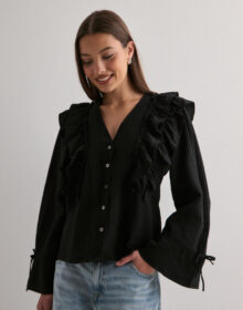 Vero Moda Musta – Vmkausa Frill Ls Top Wvn Ga