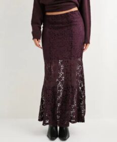 Vero Moda Punainen – Vmmeta Lace Hw Ankle Skirt Wvn Ga