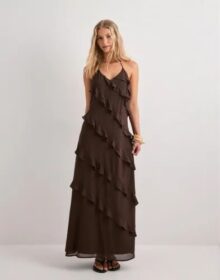 Vero Moda Ruskea – Vmmarjorie Sl Flounce Maxi Dress Ex