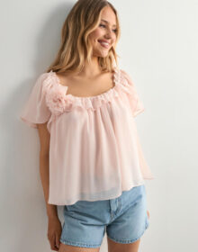Vero Moda Vaaleanpunainen – Vmcille Ss Flower Top Wvn Exp
