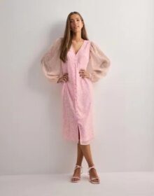 Vero Moda Vaaleanpunainen – Vmsmilla Ls V-Neck Calf Dress Wvn G