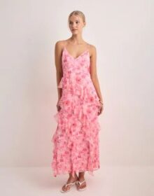 Vero Moda Vaaleanpunainen – Vmsmilla S/L V-Neck Long Frill Dres
