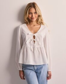 Vero Moda Valkoinen – Vmgili Ls Tie Peplum Top Wvn Ga