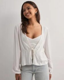 Vero Moda Valkoinen – Vmmymilo L/S Tie-Detail Top Wvn Ga