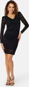 VILA Beaut Lace L/S VNeck Short Dress Black M