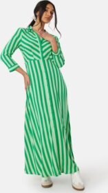 YAS Y.A.S Savanna Long Shirt Dress Quiet Green Stripes M